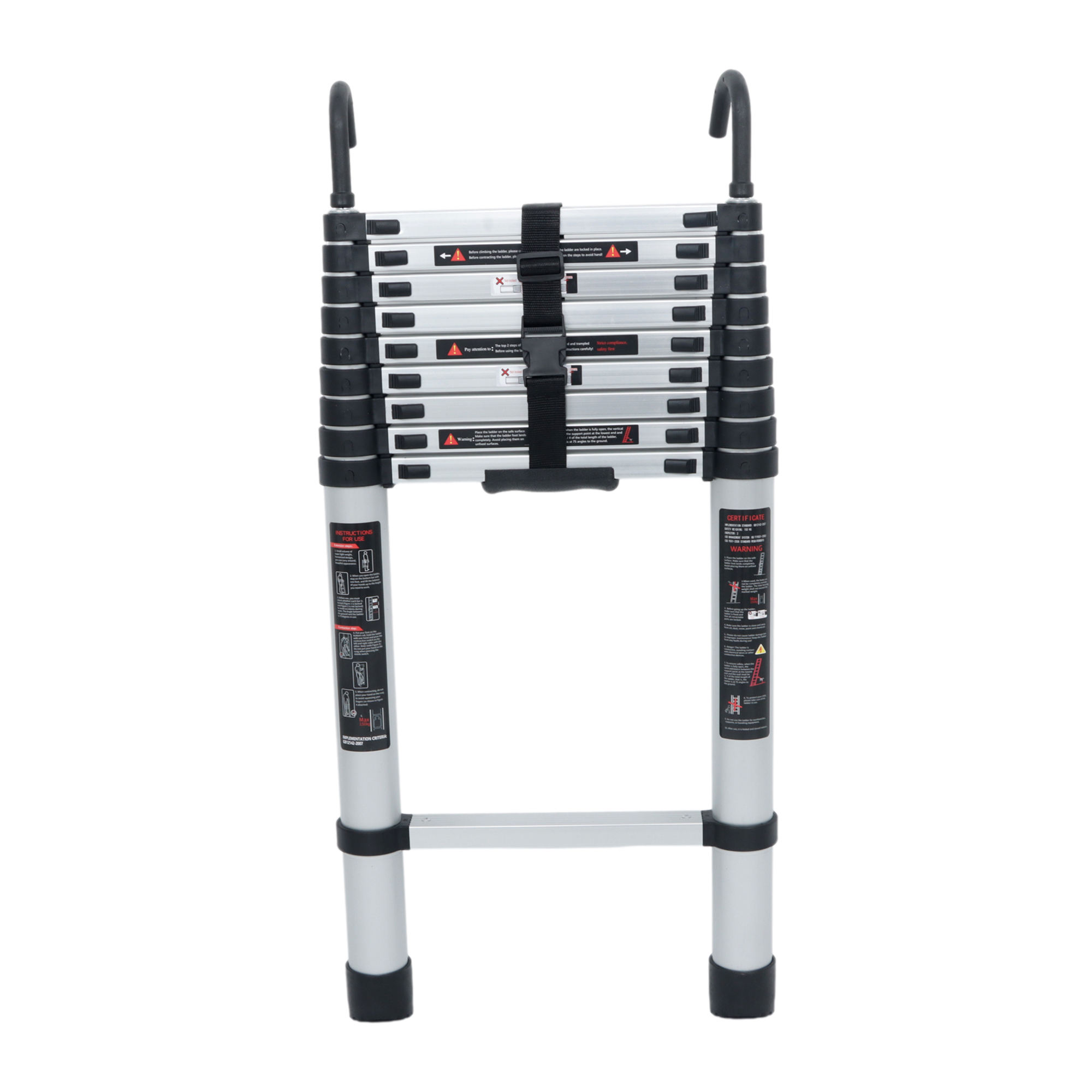 Fire Escape Ladder - سلم تلسكوبي فضي بطول 12.5 قدم