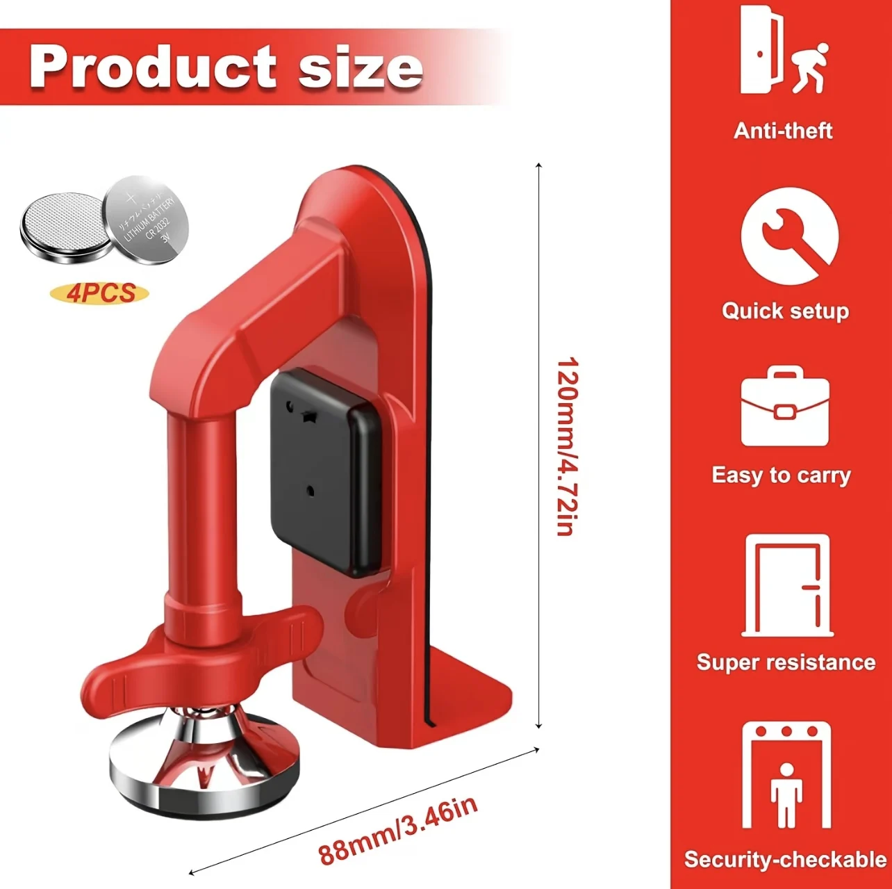 قفل باب محمول من سبائك معدنية  - مراجعة Door Stop Alarm وسعره