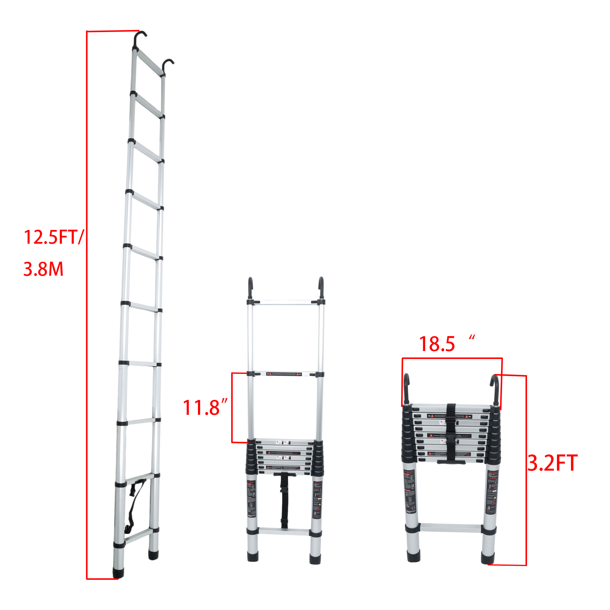 سلم تلسكوبي فضي بطول 12.5 قدم  - مراجعة Fire Escape Ladder وسعره